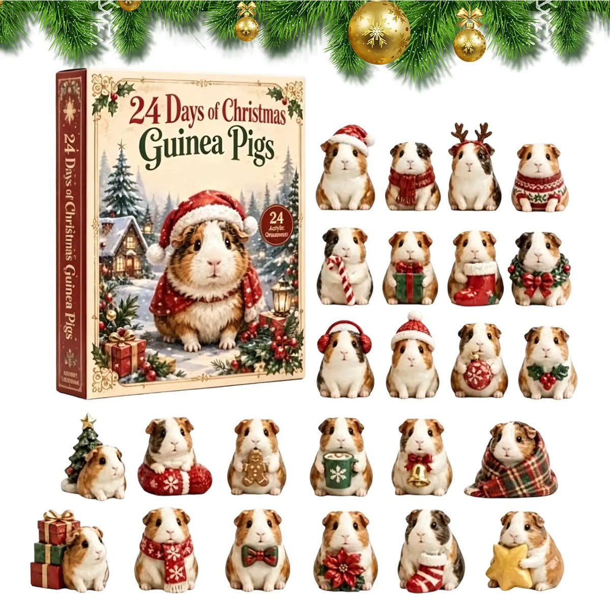 Adventskalender Cavia Acryl 24 Hangdecoraties Feestelijke Aftelkalender Kerstboomdecoratie Kindvriendelijk | Sulvida