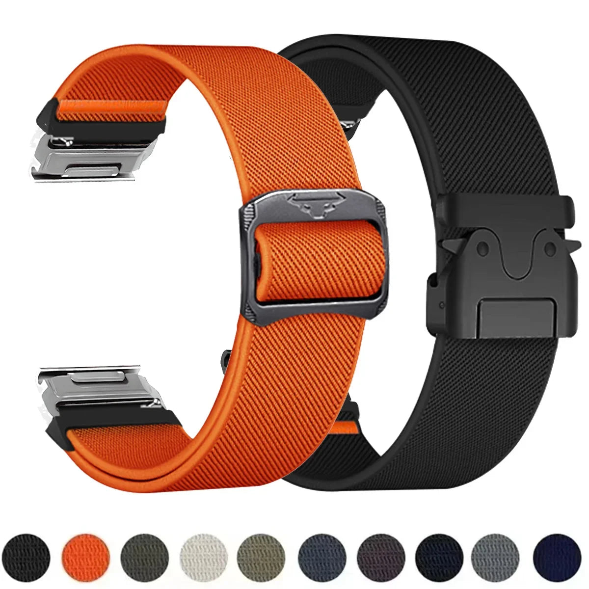 Bracelet de montre en nylon 22-26 mm style militaire Garmin résistant à l’usure, réglable, noir, gris, vert, unisexe, sportif | Sulvida