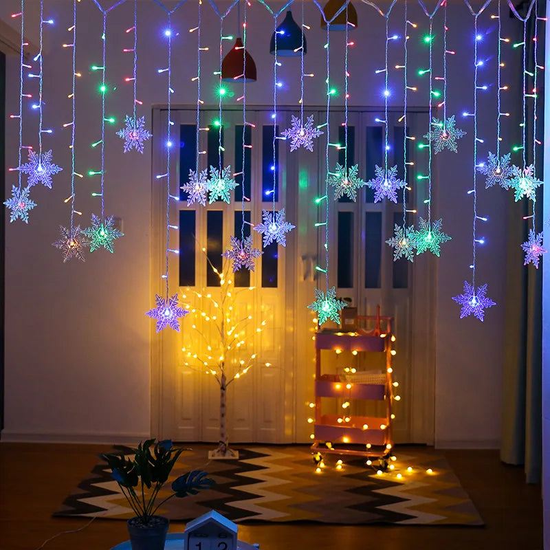 LED Sneeuwvlok Lichtgordijn 3,2 Meter Waterdicht met 8 Lichtmodi voor Feestverlichting Binnen Buiten | Sulvida