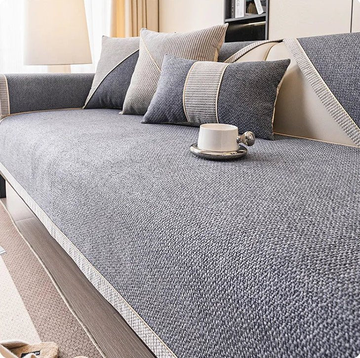Modulaire Bankhoes Katoen-Linnen Mix | Antislip Acolchado Bankovertrek voor Zitbank Lounge & Hoekbank | Sulvida