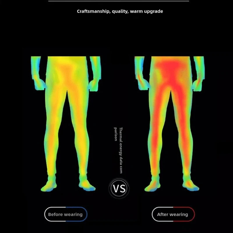 Thermo Legging Heren Fleece Gevoerd Zwart Grijs Blauw Winter Thermobroek Compressie Ondergoed Sportlegging | Sulvida