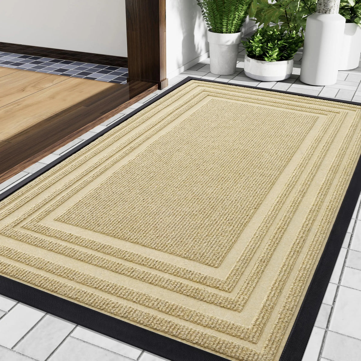 Deurmat Polyester Antislip Rubberen Achterzijde Laagdrempelig Binnen Buiten Wasbaar 43×75 61×91 81×119 cm | Sulvida
