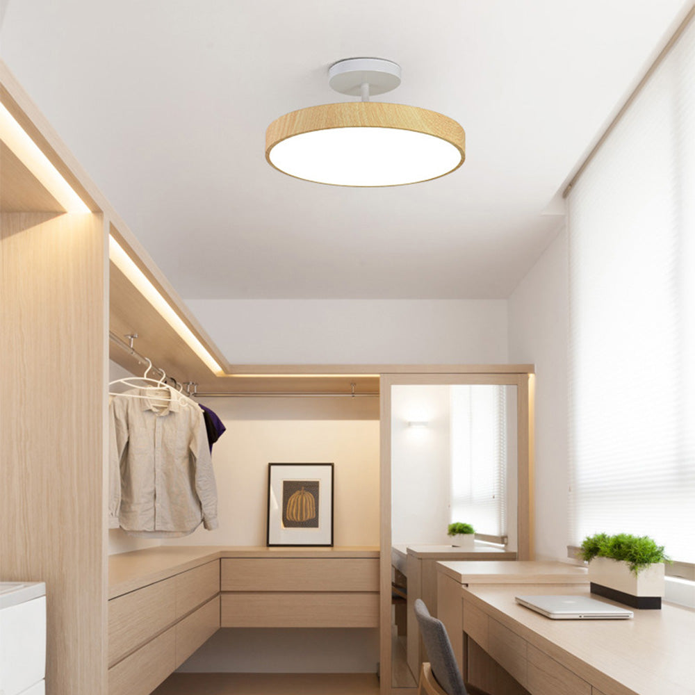 Plafondlamp Scandinavische Stijl Hout & Goudkleurig Montuur Wit Licht D30 × H17 cm Woonkamer Eetkamer | Sulvida