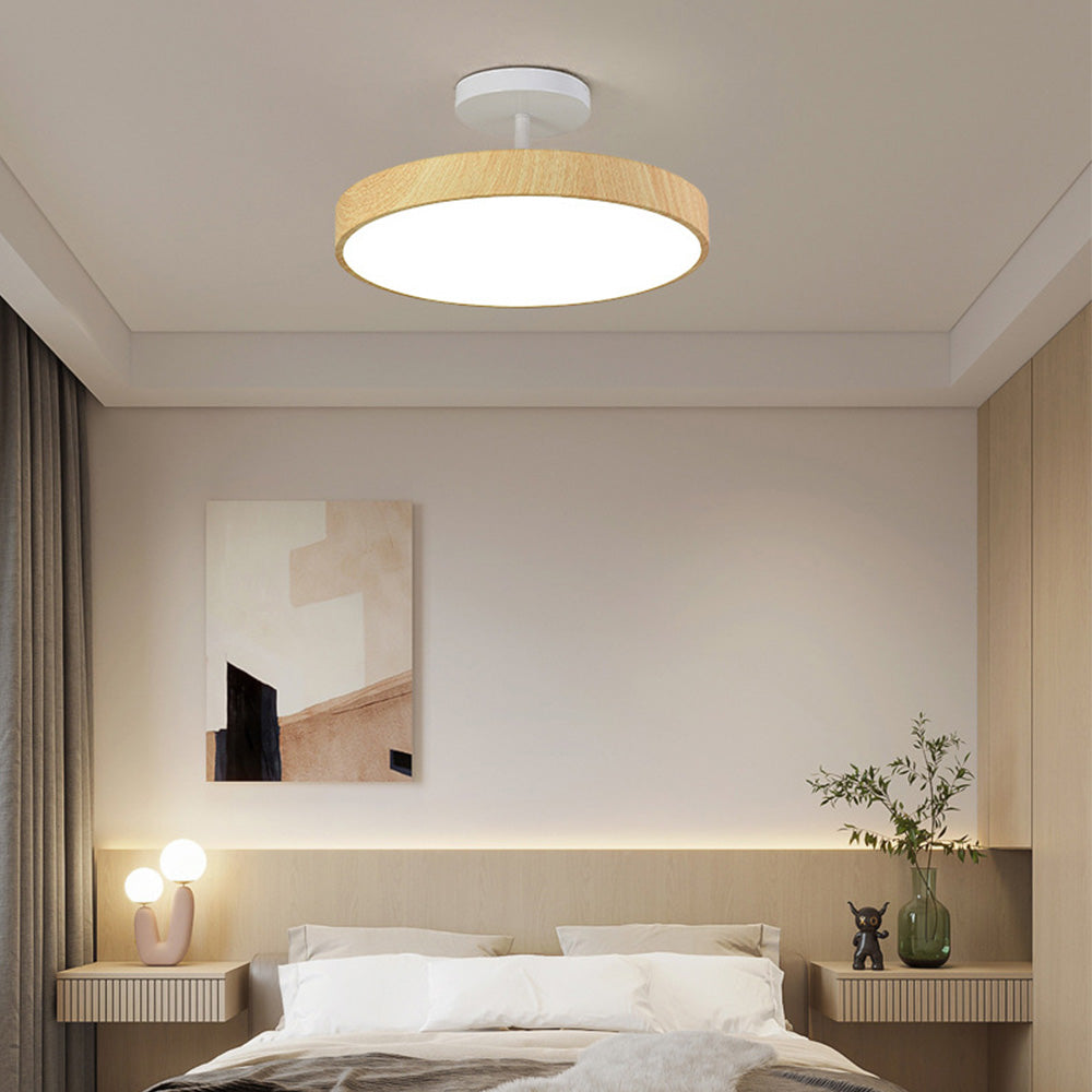 Plafondlamp Scandinavische Stijl Hout & Goudkleurig Montuur Wit Licht D30 × H17 cm Woonkamer Eetkamer | Sulvida