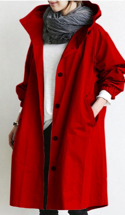 Winddichte Dames Trenchcoat met Capuchon Midi Lengte Losse Pasvorm voor Herfst Winter | Sulvida