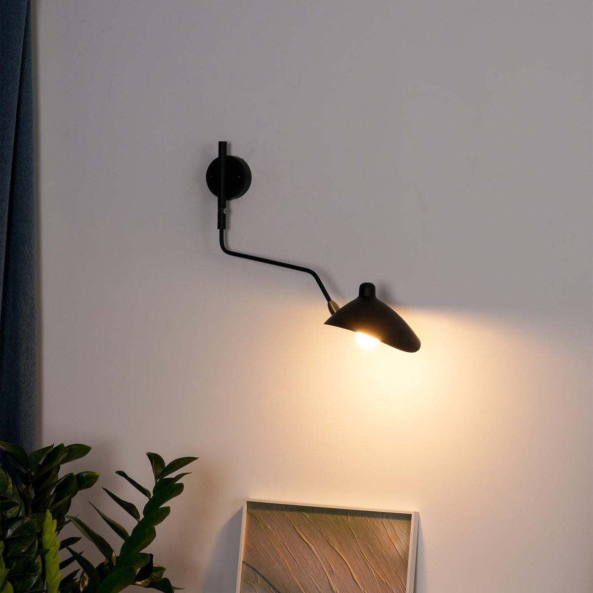 Wandlamp met verstelbare arm zwart metaal modern design 120 cm verstelbaar woonruimte leeshoek werkplek | Sulvida