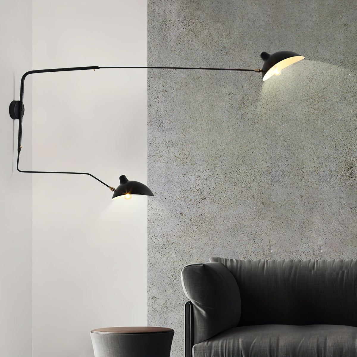 Wandlamp met verstelbare arm zwart metaal modern design 120 cm verstelbaar woonruimte leeshoek werkplek | Sulvida