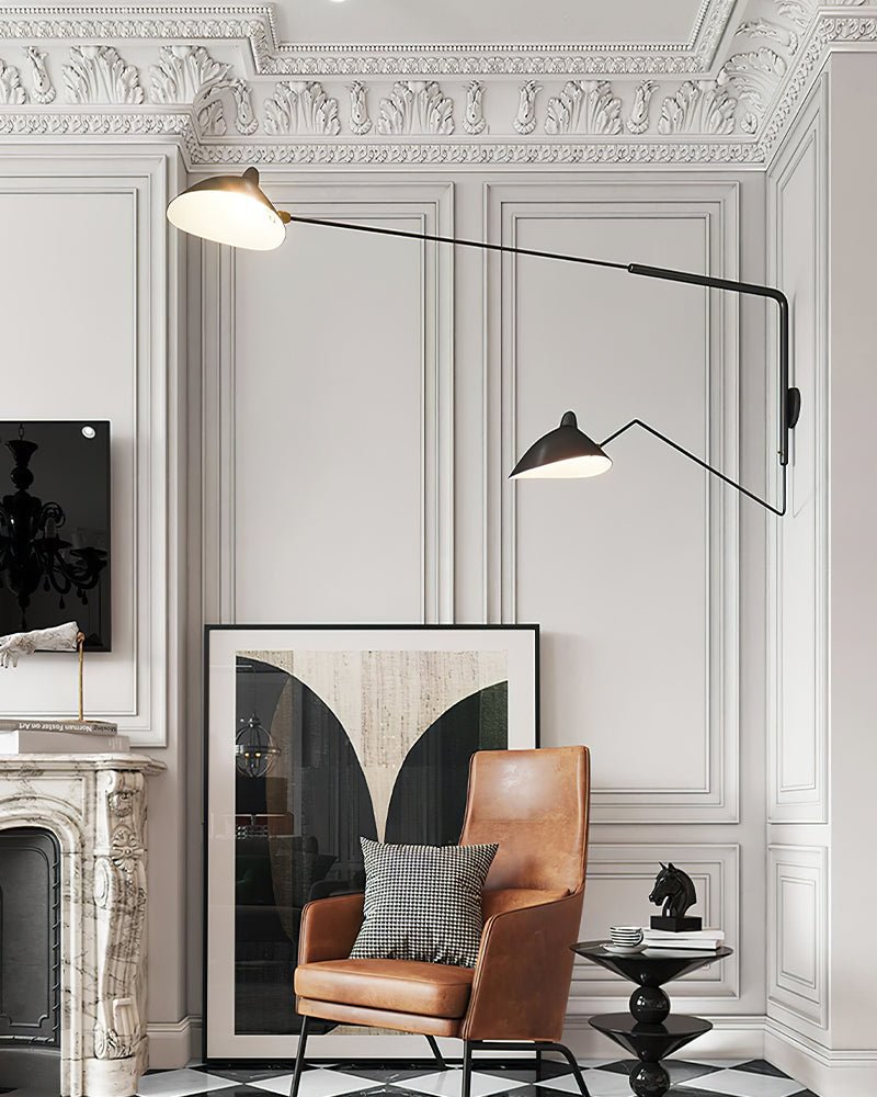 Wandlamp met verstelbare arm zwart metaal modern design 120 cm verstelbaar woonruimte leeshoek werkplek | Sulvida