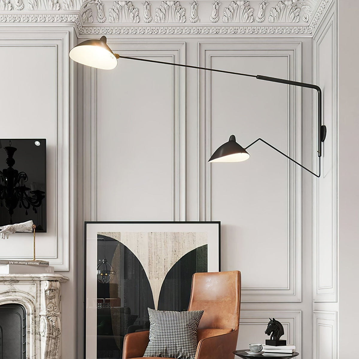 Wandlamp met verstelbare arm zwart metaal modern design 120 cm verstelbaar woonruimte leeshoek werkplek | Sulvida