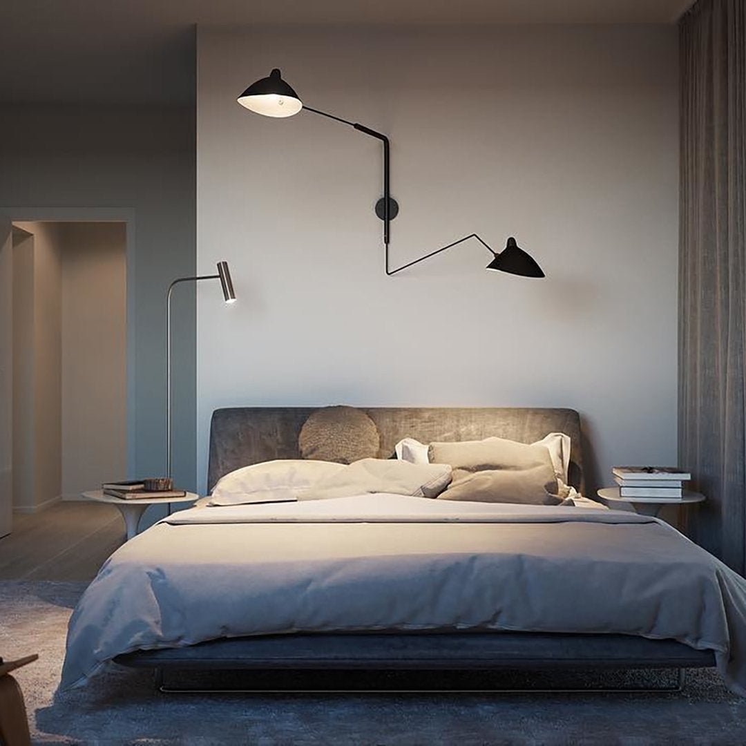 Wandlamp met verstelbare arm zwart metaal modern design 120 cm verstelbaar woonruimte leeshoek werkplek | Sulvida