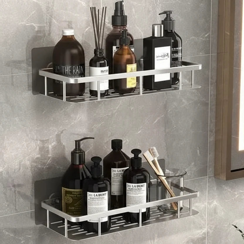 Zelfklevend Badkamerplankje Driehoekig Rechthoekig zonder Boren Wandplank Opbergruimte Douche Bad Hoek | Sulvida