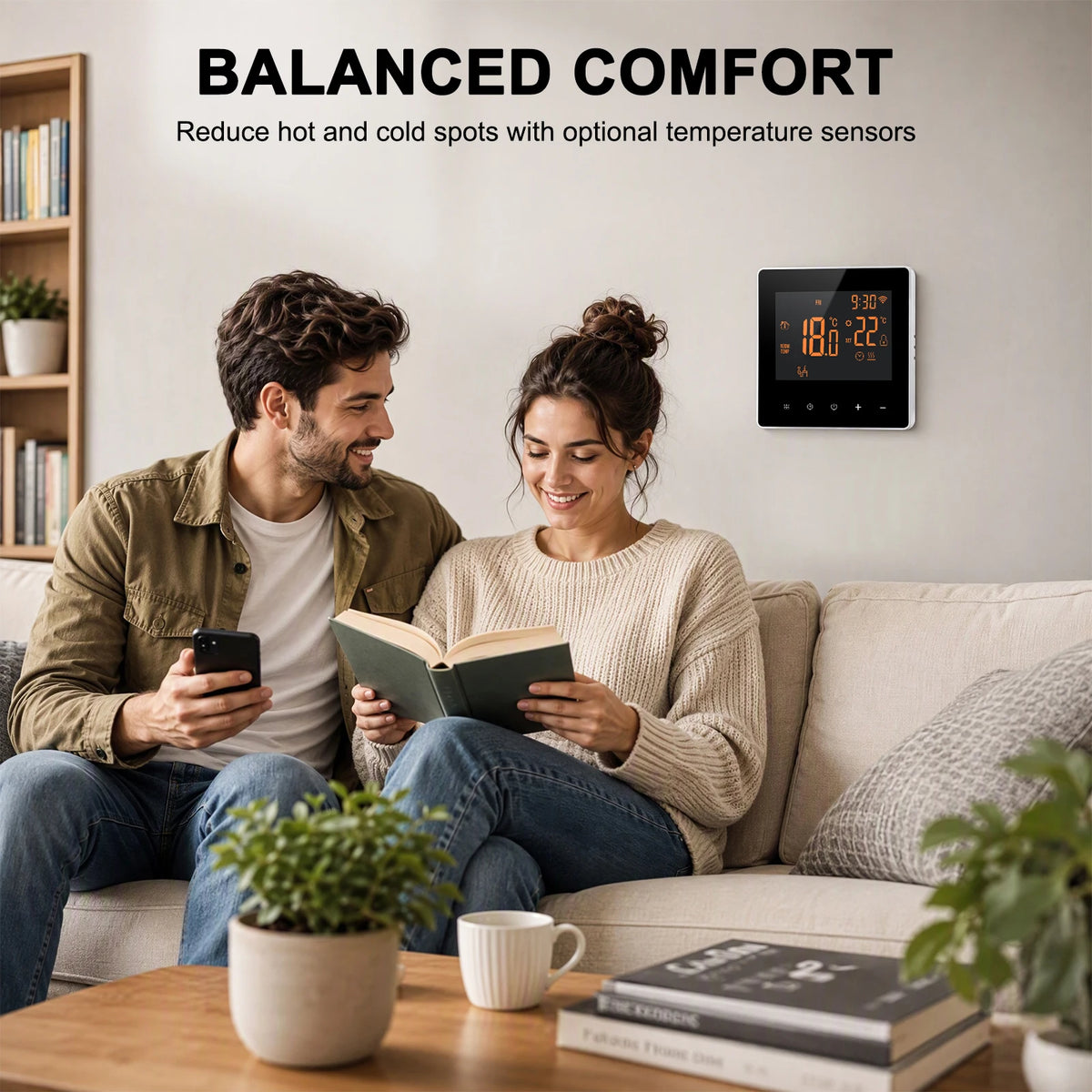 WiFi Vloerverwarmingsthermostaat 16A met NTC-sensor en Touchscreen voor Slimme Temperatuurregeling en Comfort | Sulvida