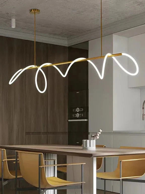 Lineaire Hanglamp LED IJzer Siliconen Zwart Goud Dimbaar Eetkamer Woonkamer Slaapkamer Modern Design | Sulvida
