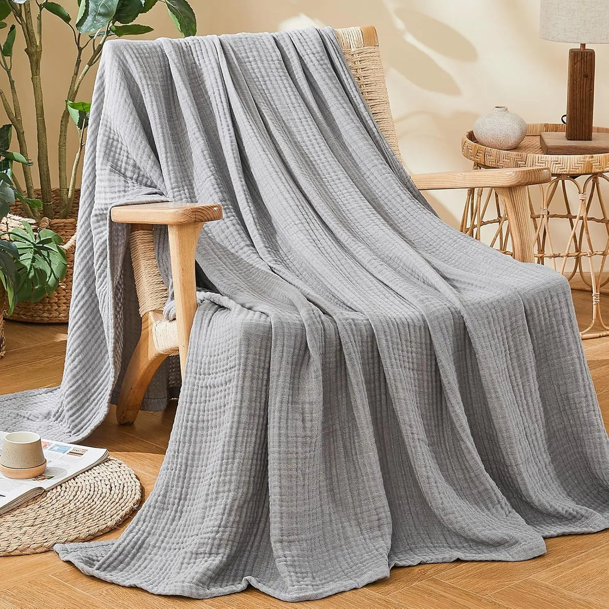 Mousseline Deken 6-Laags Katoen Zacht Ademend voor Bank Sofa Bed Wieg Reis Lichtgewicht Warm Gezellig Plaid | Sulvida