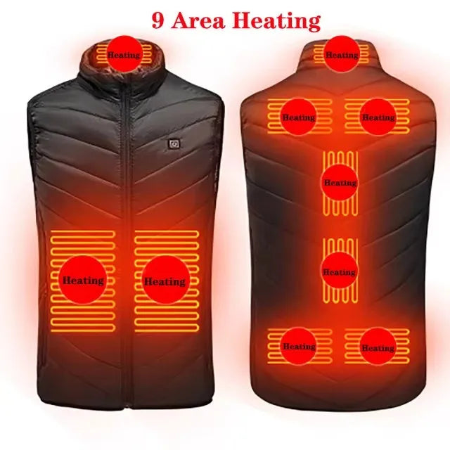 Verwarmingsvest Infrarood USB 17 Warmtezones Thermogilet Heren Outdoor Winter Bodywarmer Elektrisch Verwarmd | Sulvida