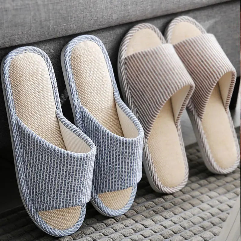 Vier seizoenen linnen pantoffels voor dames, binnenhuis, slaapkamer, dames huisslippers, herfst, unisex, paar schoenen, volwassenen, buiten, casual sandalen