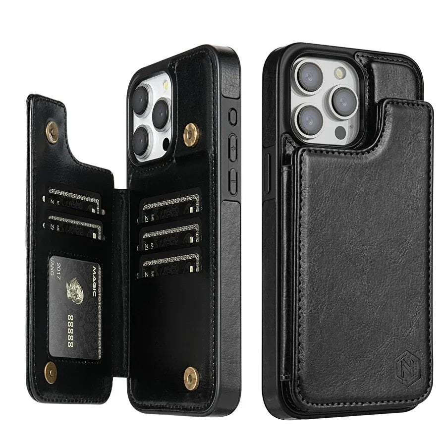 Lederen Telefoonhoesje met RFID-Blokkering en Portemonnee Functie – Magnetisch Flip Cover Bescherming | Sulvida