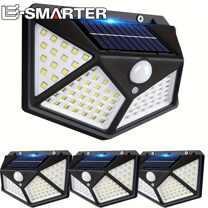 Solar Buitenwandlamp met Bewegingssensor IP65 Waterdicht 100 LED Tuinverlichting Energie-efficiënt Buiten | Sulvida