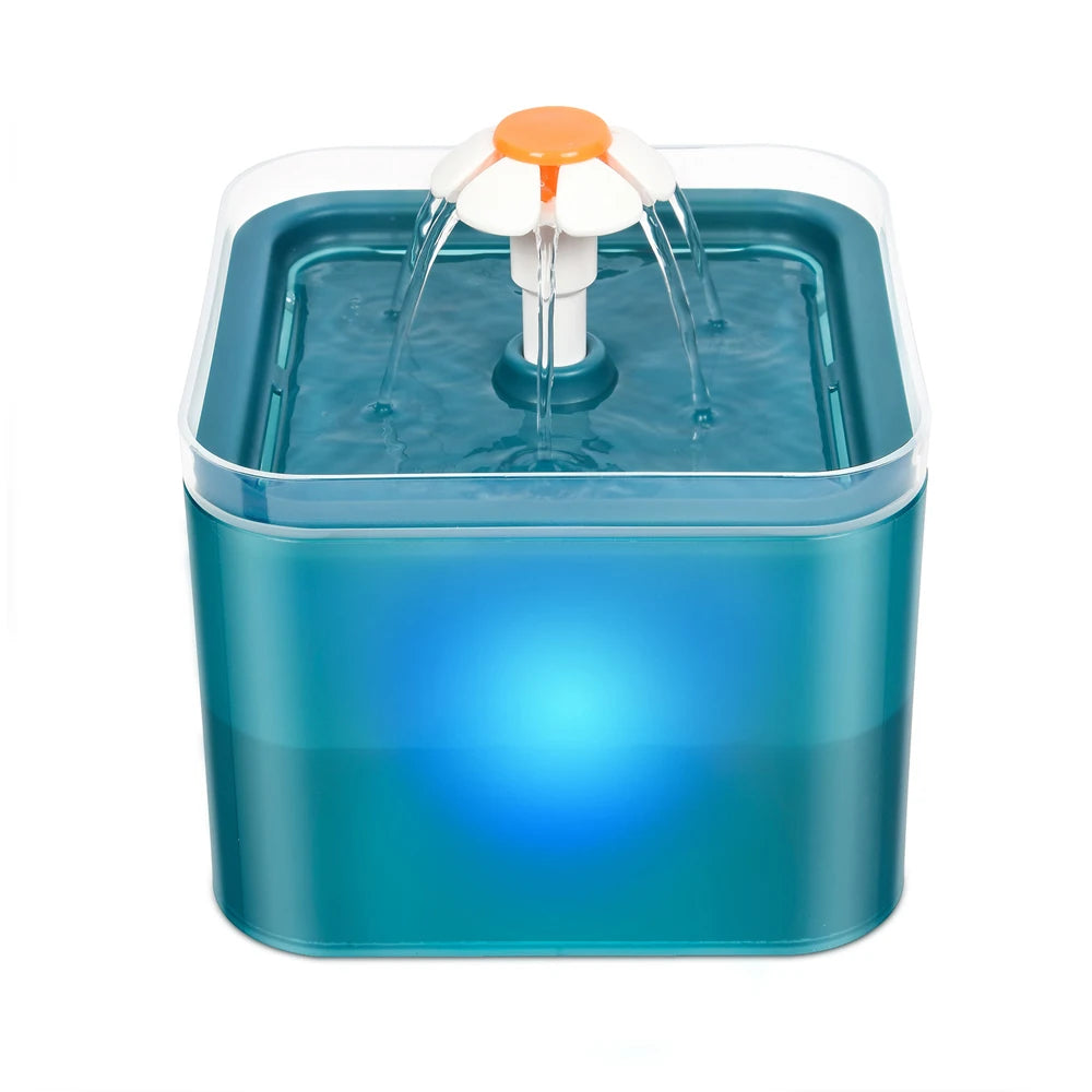 Huisdierwaterfontein 2L met LED-verlichting & 4-laags filtersysteem voor katten en honden stilte drinkbak | Sulvida