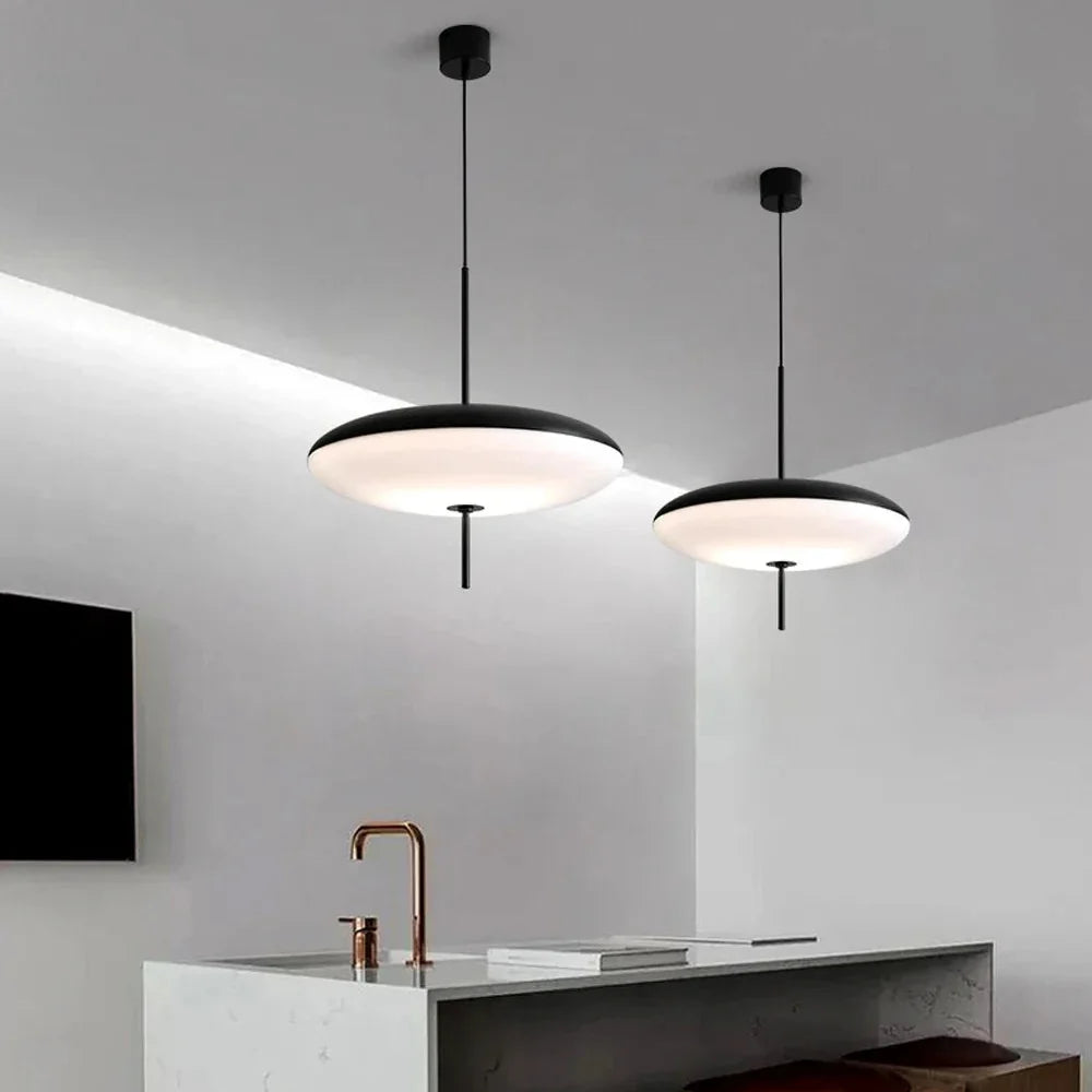 Hanglamp Schotelvorm Noordse Stijl Zwart Wit Geperforeerd Metaal Acryl Verstelbaar Modern Design Eetkamer | Sulvida