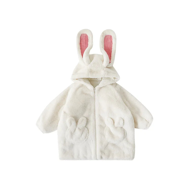 Bunny Pluche Winterjas met Capuchon voor Kinderen – Zachte Warme Jas met Hazenoren en Fleece Voering | Sulvida