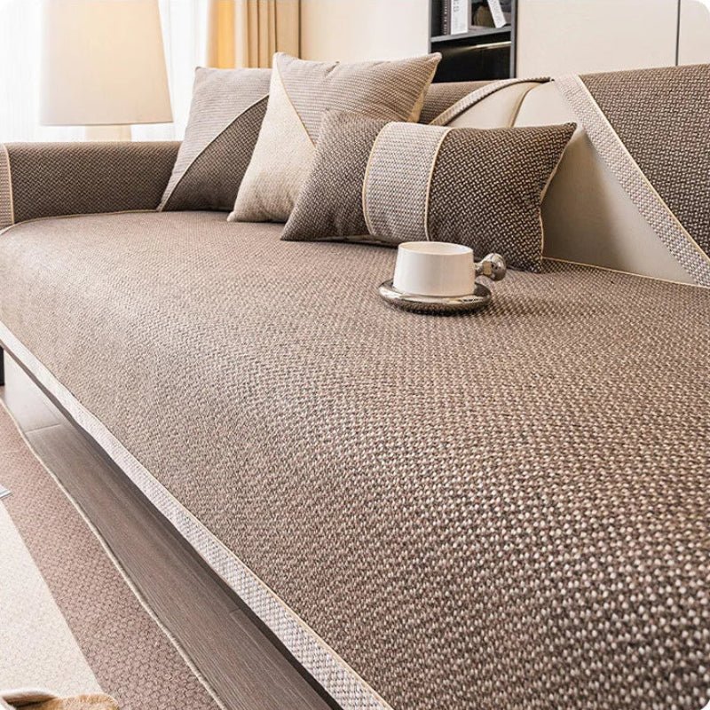 Modulaire Bankhoes Katoen-Linnen Mix | Antislip Acolchado Bankovertrek voor Zitbank Lounge & Hoekbank | Sulvida