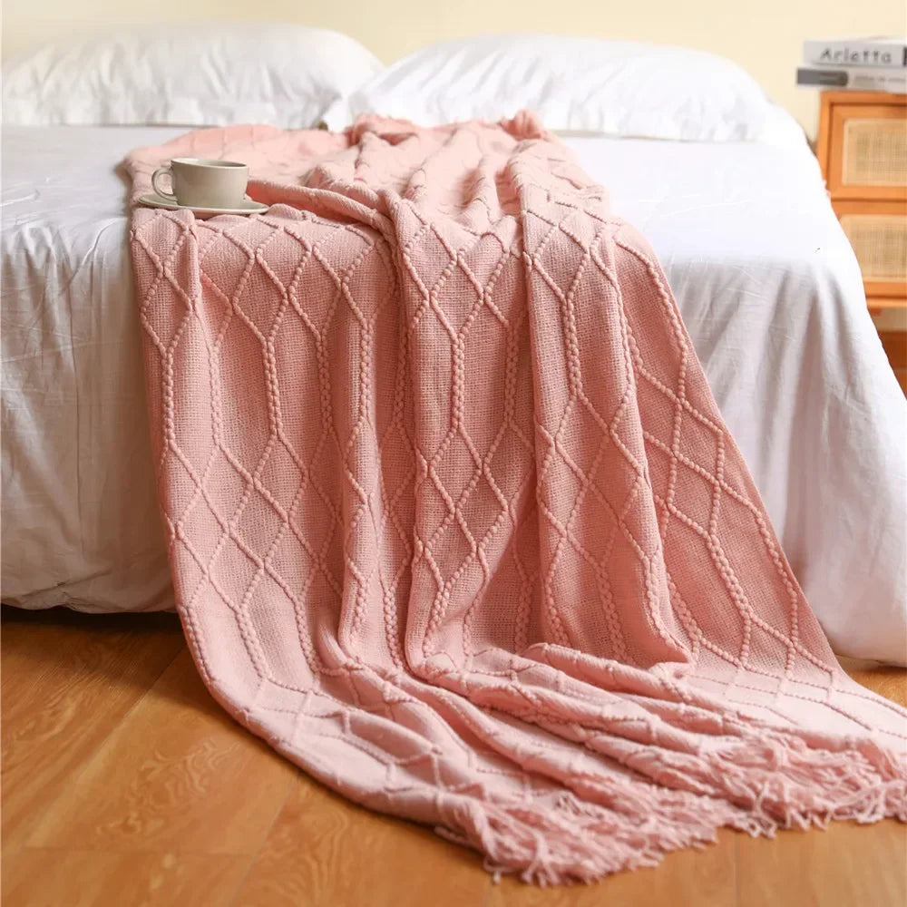 Gebreide Plaid Scandinavisch Design 150x240 cm Acryl Woonplaid Warmte Comfort Decoratief Interieur Woonkamer | Sulvida