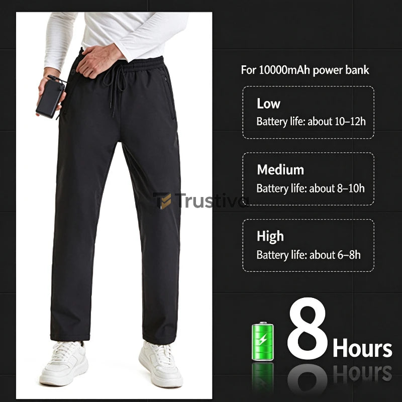 Verwarmde Winterbroek USB met 12 Verwarmingszones Dames Heren Gevoerde Thermobroek Katoen Unisex Outdoor | Sulvida