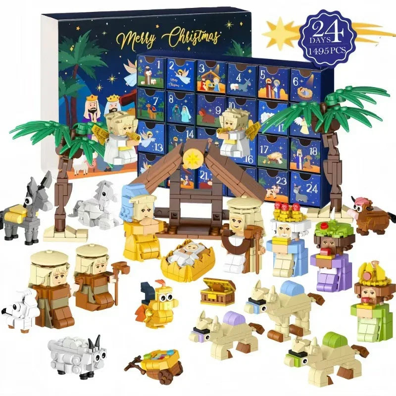 Kerststalfiguren Adventskalender 24 Miniaturen Geboorte Kerst Collectie Decoratie Traditioneel Nativity | Sulvida