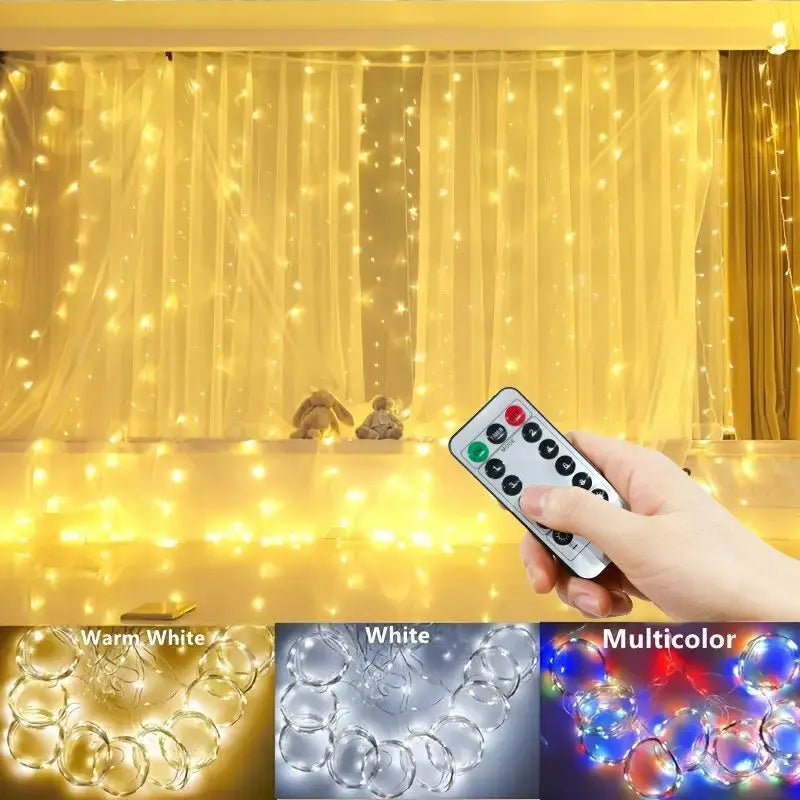 LED Gordijnverlichting met Afstandsbediening USB Zilverkleurig Draad Sfeerlicht Slaapkamer Decoratie | Sulvida