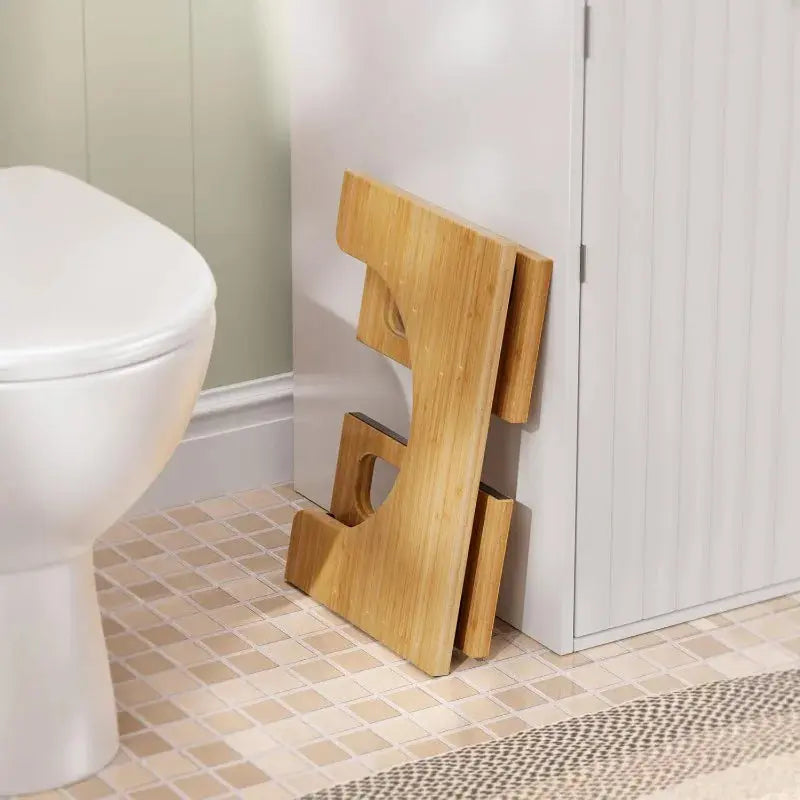Opvouwbaar Toilethulpje Bamboe Antislip Voetenbankje Badkamer Houding Ondersteuning Compact Ergonomisch | Sulvida