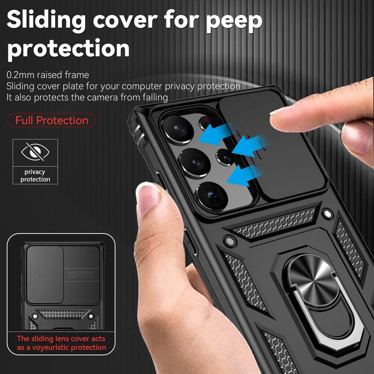 Coque de téléphone avec support et protection des objectifs pour Samsung Galaxy S23 Series, antichoc, en silicone | Sulvida