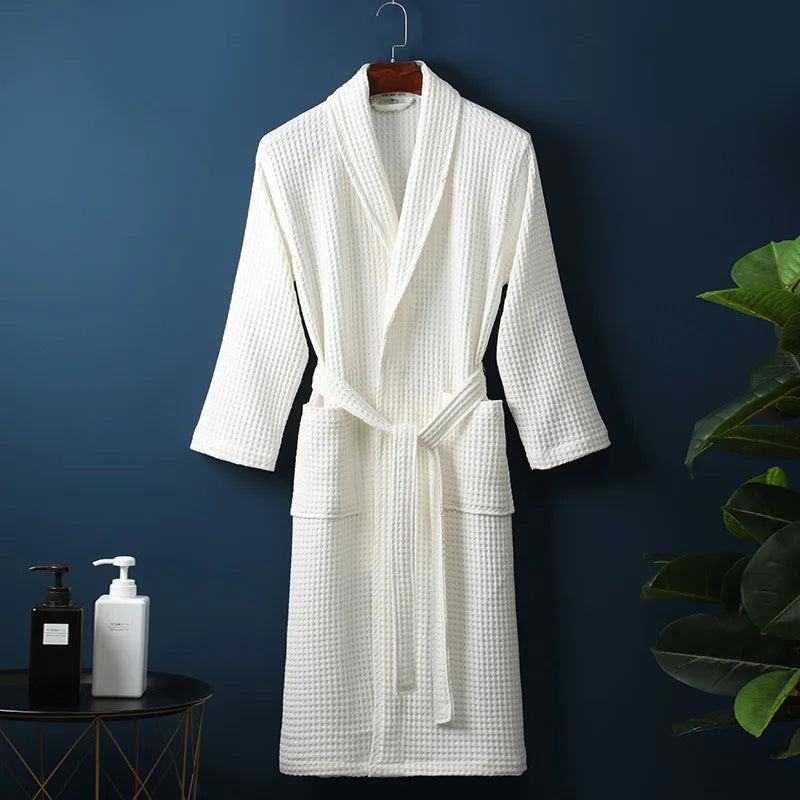Katoenen badjas dames heren unisex zachte ochtendjas lounge huisjas comfortabele relaxjas wellness spa | Sulvida