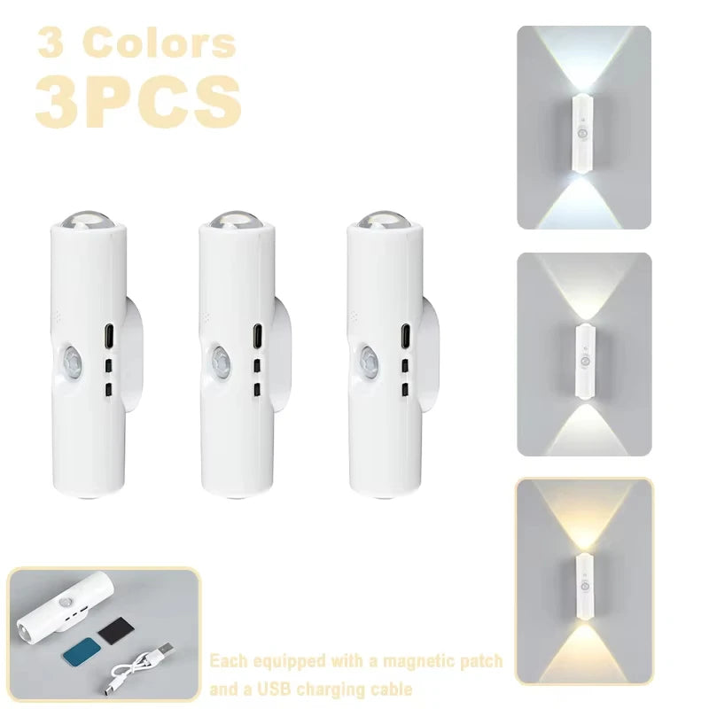 Oplaadbare RGB Wandspot met Bewegingssensor Magnetisch Nachtlampje Sfeerverlichting Slaapkamer Hal Trap | Sulvida