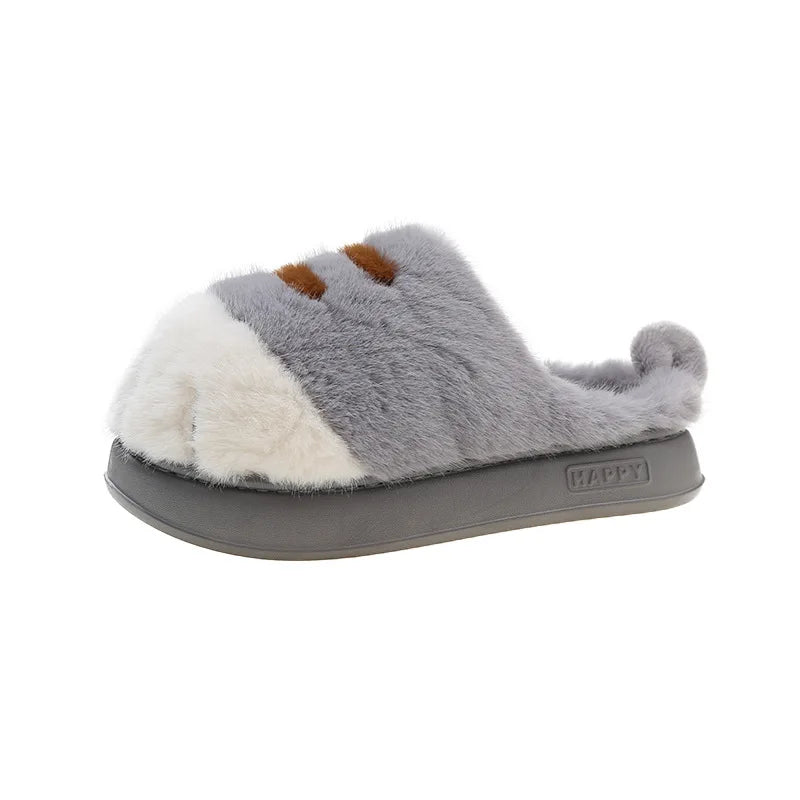 Pluche pantoffels met kattenpootjes voor dames binnen buiten warme antislip slippers huisschoenen comfortabel | Sulvida