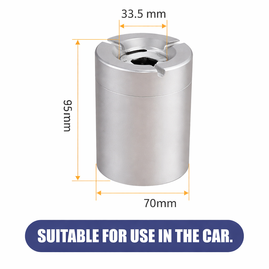 Cendrier en acier inoxydable avec couvercle rotatif à 360°, sans odeur, à poser sur une table, pour voiture, maison, bureau, terrasse, intérieur et extérieur | Sulvida