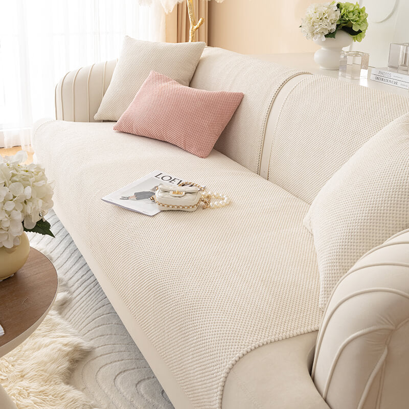 Bankhoes Pluche Anti-slip Beschermer Zithoezen Bank Effen Kleuren Wasbaar Modern Woonkamer Interieur Meubelbescherming | Sulvida