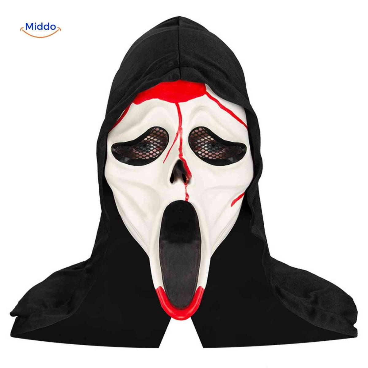 Griezelmasker met Kap Volledig Gezicht | Horrordesign Polyester Stoffen Kap Halloween Feesten Verkleedpartij | Sulvida