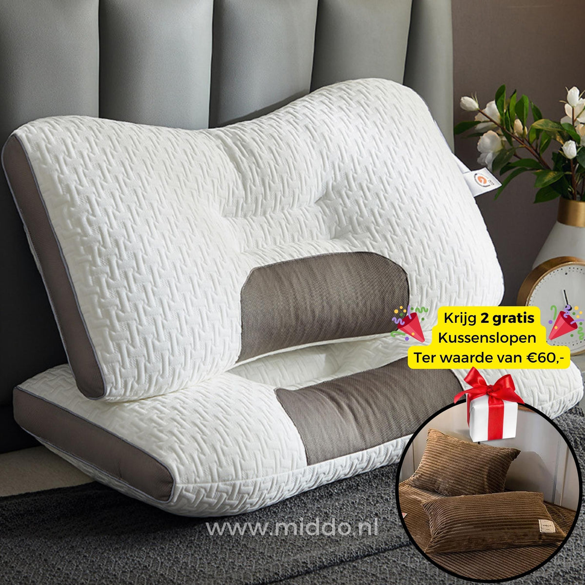 Ergonomisch Neksteunkussen Golfpatroon Honingraat Rug Zijslapers Orthopedisch Memory Foam Slaapkussen | Sulvida
