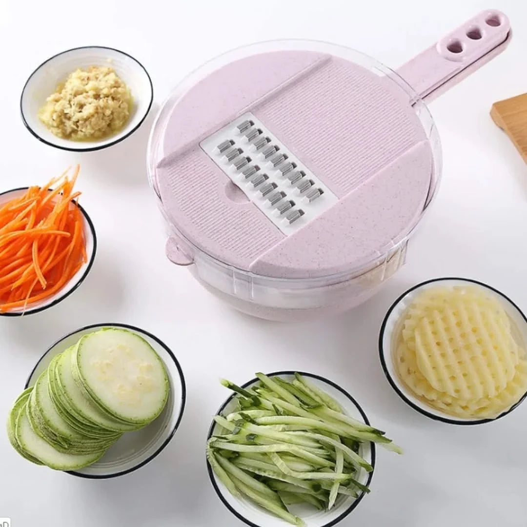 8-in-1 Groentesnijder Set met Keukenmandjes en Multifunctionele Messen voor Efficiënt Snijden Keuken | Sulvida