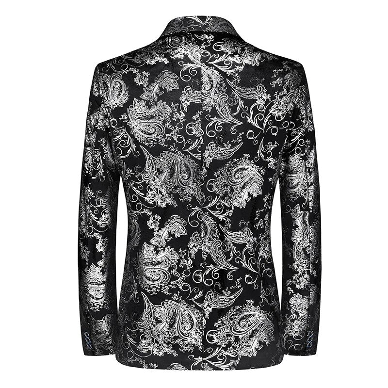Blazer ajusté pour homme, motif argent et or, pour occasions formelles, style chic décontracté, fêtes, M-4XL | Sulvida