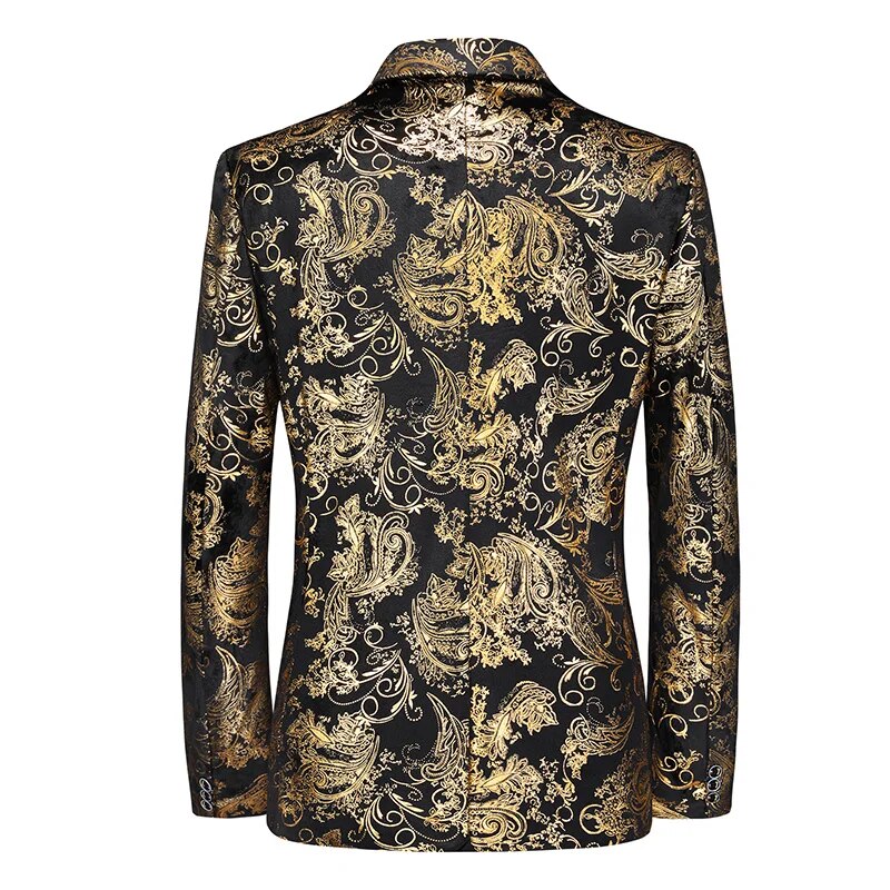 Blazer ajusté pour homme, motif argent et or, pour occasions formelles, style chic décontracté, fêtes, M-4XL | Sulvida