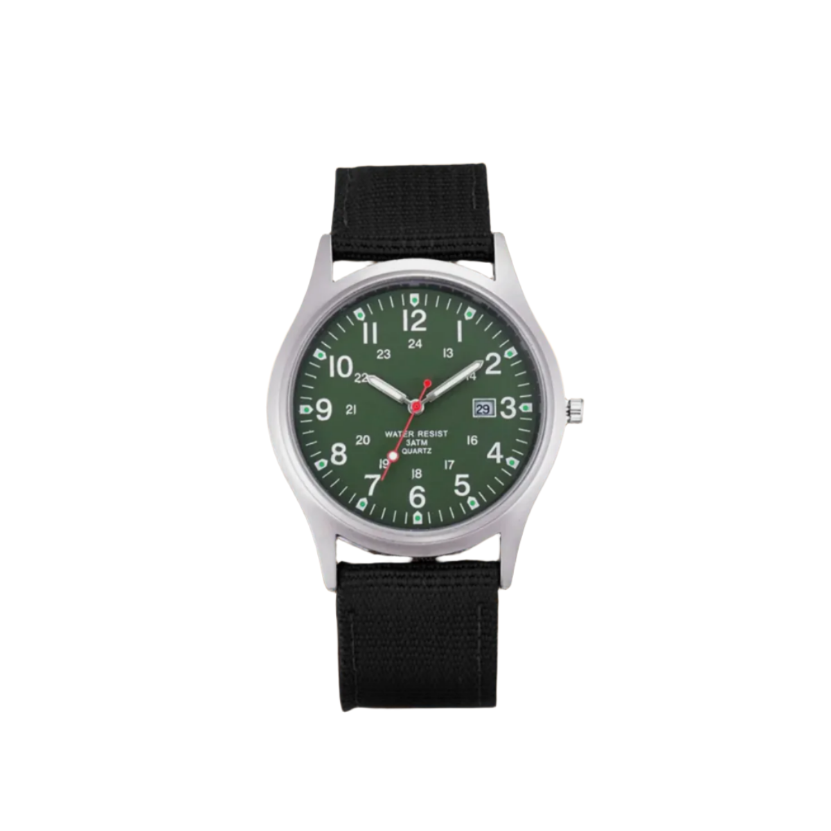 Herenhorloge met Stoffen Band en Datumweergave – Robuust Analoog Polshorloge Arabische Cijfers Kwarts | Sulvida