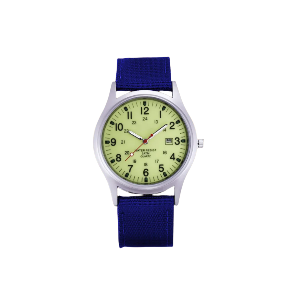Herenhorloge met Stoffen Band en Datumweergave – Robuust Analoog Polshorloge Arabische Cijfers Kwarts | Sulvida