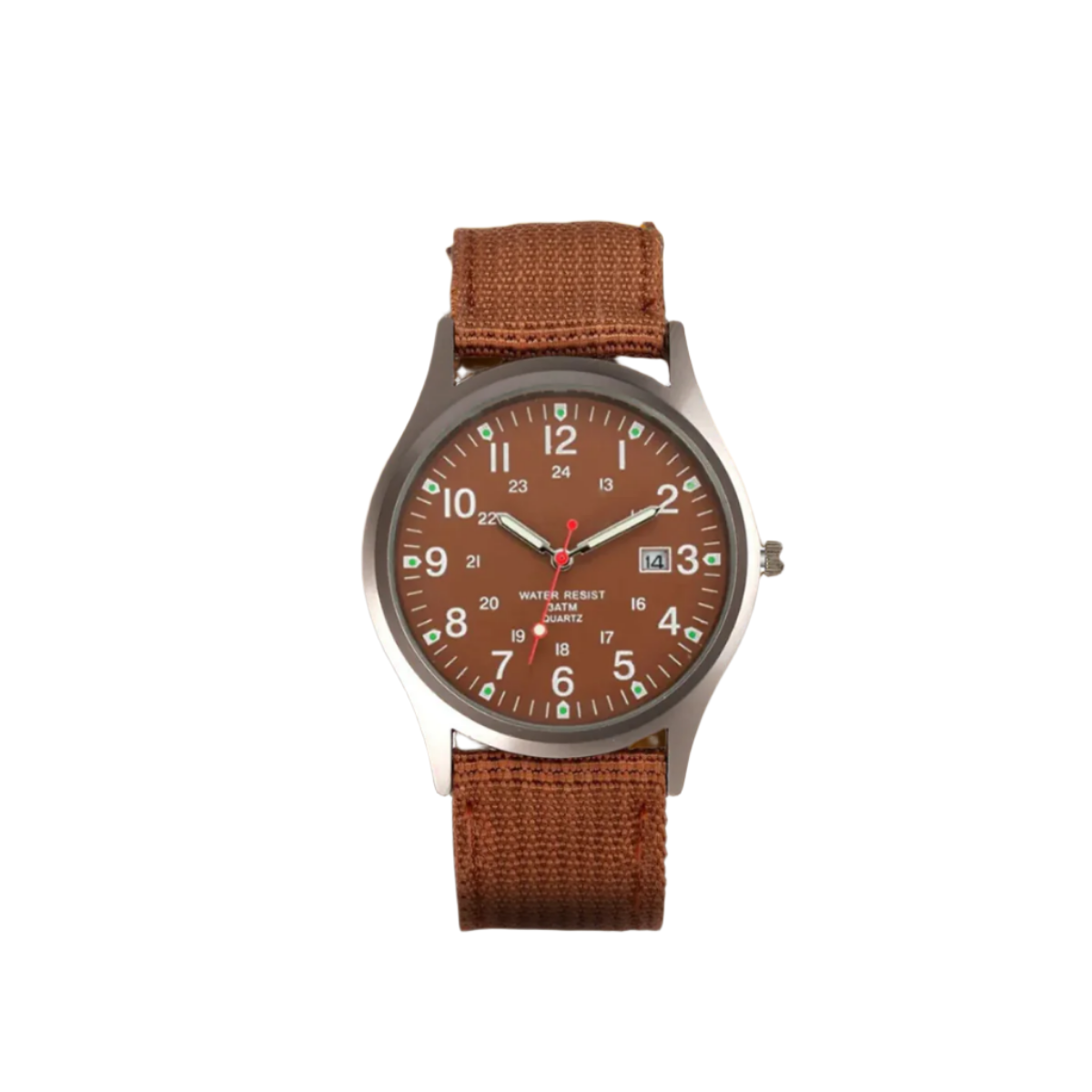 Herenhorloge met Stoffen Band en Datumweergave – Robuust Analoog Polshorloge Arabische Cijfers Kwarts | Sulvida