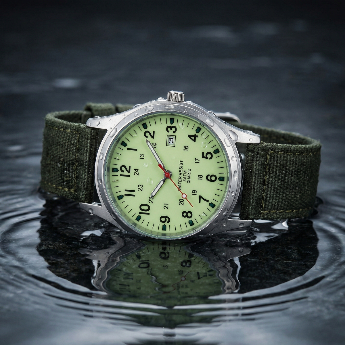 Herenhorloge met Stoffen Band en Datumweergave – Robuust Analoog Polshorloge Arabische Cijfers Kwarts | Sulvida