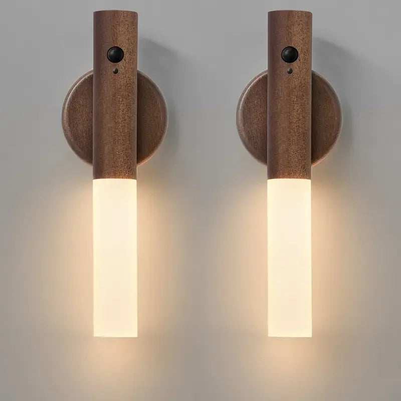 Oplaadbare LED Wandlamp met Bewegingssensor Modern Design voor Hal Slaapkamer Walnoot Eiken Nachtlamp | Sulvida