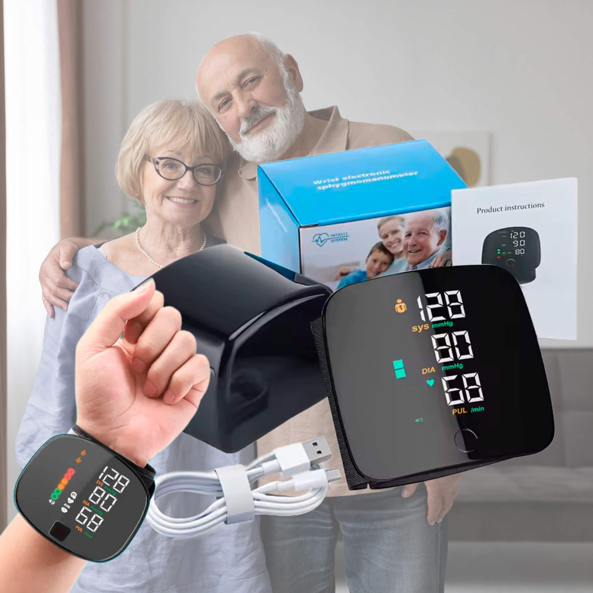 Polsbloeddrukmeter met Spraakfunctie & LCD-Scherm voor Nauwkeurige Bloeddruk- en Hartslagmetingen Thuis | Sulvida