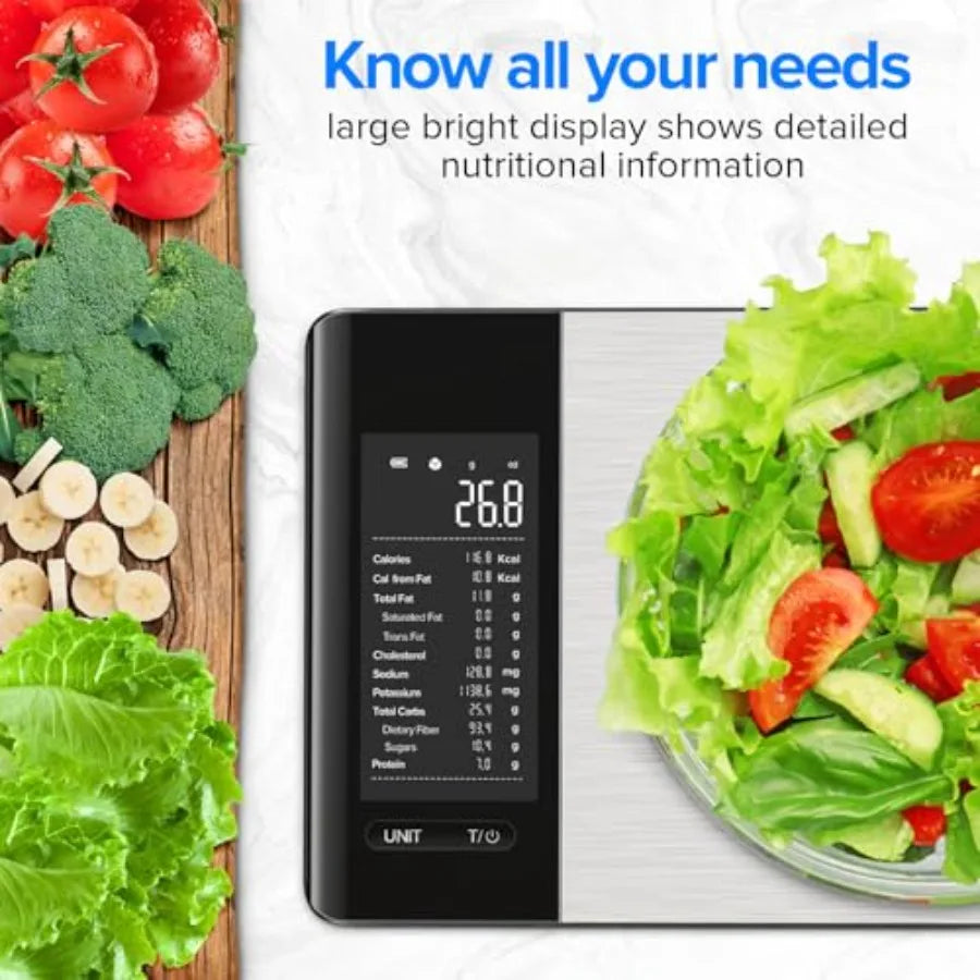 Digitale Keukenweegschaal met Voedingsanalyse App Calorie Macro Tracker Precies Weegapparaat voor Koken | Sulvida
