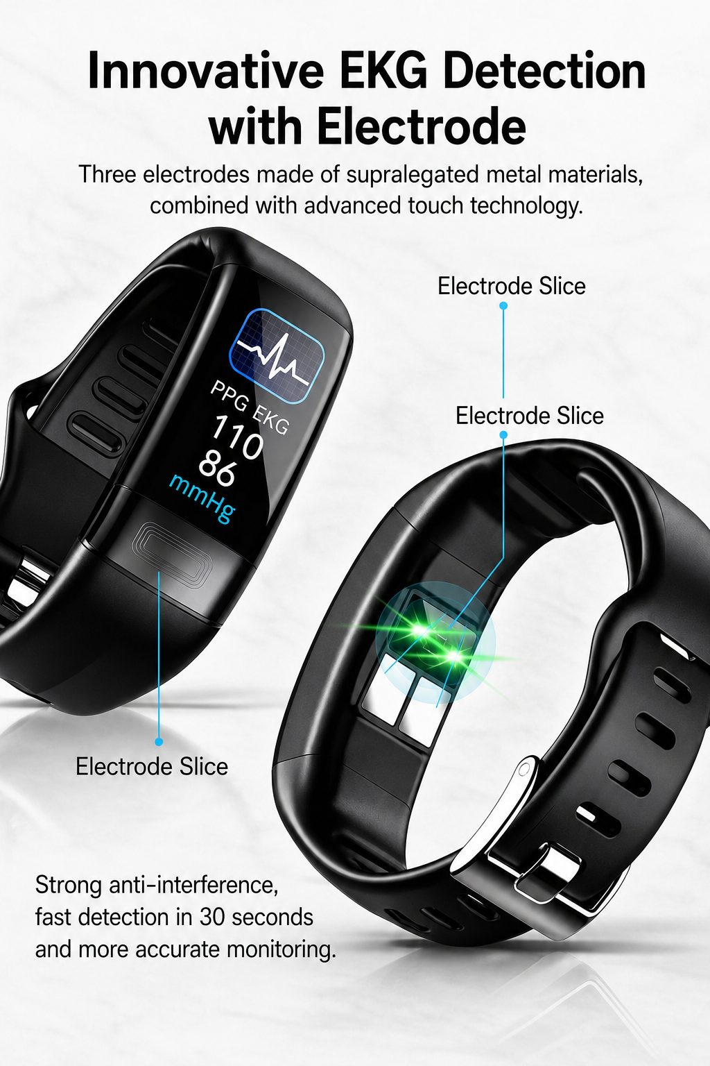Smartwatch met EKG-meting, Bloeddruk en Slaaptracking – Gezondheidsmonitor voor Dagelijks Gebruik en Training | Sulvida